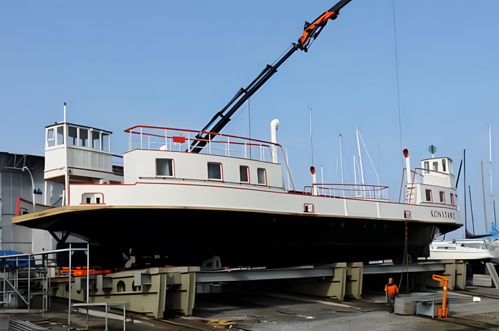 Endbeschichtete Schiffsfläche